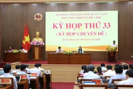 Quang cảnh Kỳ họp Hội đồng Nhân dân tỉnh Quảng Ngãi. (Ảnh: Đinh Hương/TTXVN)