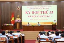 Quang cảnh Kỳ họp Hội đồng Nhân dân tỉnh Quảng Ngãi. (Ảnh: Đinh Hương/TTXVN)