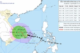 Vị trí và đường đi của bão. (Nguồn: Trung tâm Dự báo Khí tượng Thủy văn Quốc gia)