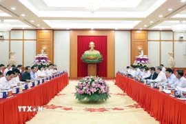 Tổng Bí thư Tô Lâm chủ trì cuộc làm việc của Bộ Chính trị với Ban Thường vụ Thành ủy Thành phố Hồ Chí Minh. (Ảnh: Thống Nhất/TTXVN)