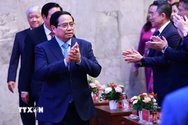 Thủ tướng Phạm Minh Chính dự và trao Giải Báo chí toàn quốc phòng, chống tham nhũng, lãng phí, tiêu cực lần thứ 5, năm 2024-2025. (Ảnh: Dương Giang/TTXVN)