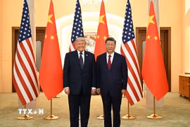 Chủ tịch Trung Quốc Tập Cận Bình và Tổng thống Mỹ Donald Trump tại cuộc gặp ở Bắc Kinh ngày 14/5/2026. (Ảnh: THX/TTXVN)