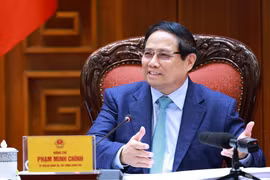 Thủ tướng Phạm Minh Chính, Bí thư Đảng ủy Chính phủ chủ trì họp Đảng bộ Chính phủ về sắp xếp địa giới hành chính. (Ảnh: Dương Giang/TTXVN)