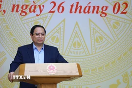 Thủ tướng Phạm Minh Chính chủ trì phiên họp thứ 6 của Ban Chỉ đạo Trung ương về chính sách nhà ở và thị trường bất động sản. (Ảnh: Dương Giang/TTXVN)