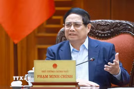 Thủ tướng Phạm Minh Chính chủ trì phiên họp thứ nhất của Ban Chỉ đạo về Trung tâm tài chính khu vực và quốc tế. (Ảnh: Dương Giang/TTXVN)