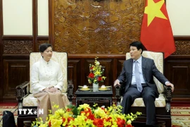 Chủ tịch nước Lương Cường tiếp Đại sứ Vương quốc Campuchia tại Việt Nam Chea Kimtha. (Ảnh: Lâm Khánh/TTXVN)