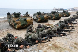 Binh sỹ Hàn Quốc tham gia một cuộc tập trận. (Ảnh: Yonhap/TTXVN)