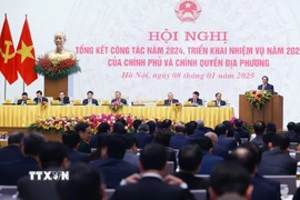 Hội nghị tổng kết công tác năm 2024, triển khai nhiệm vụ năm 2025 của Chính phủ và chính quyền địa phương. (Ảnh: Dương Giang/TTXVN)