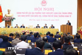 Hội nghị Chính phủ với các địa phương về tăng trưởng kinh tế. (Ảnh: Dương Giang/TTXVN)