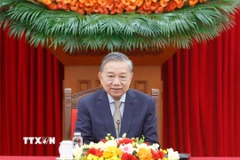 Tổng Bí thư Tô Lâm điện đàm Tổng thống Hàn Quốc Lee Jae Myung. (Ảnh: Thống Nhất/TTXVN)