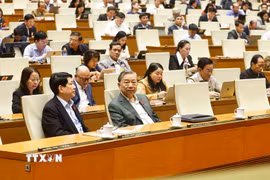 Tổng Bí thư Tô Lâm, Chủ tịch nước Lương Cường dự phiên họp. (Ảnh: Doãn Tấn/TTXVN)