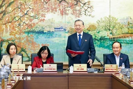 Tổng Bí thư Tô Lâm, đại biểu Quốc hội thành phố Hà Nội phát biểu. (Ảnh: Doãn Tấn/TTXVN)