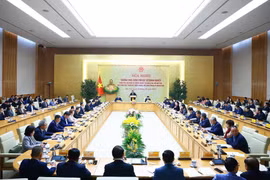 Hội nghị Thường trực Chính phủ gặp gỡ doanh nghiệp. (Ảnh: Dương Giang/TTXVN)