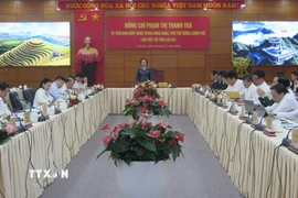 Phó Thủ tướng Phạm Thị Thanh Trà làm việc với tỉnh Lào Cai. (Ảnh: Hương Thu/TTXVN)