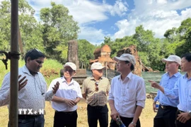 Các chuyên gia trong nước và quốc tế chia sẻ kinh nghiệm trong trùng tu, bảo vệ và phát huy các giá trị văn hóa nhóm tháp L. (Ảnh: Đoàn Hữu Trung/TTXVN)