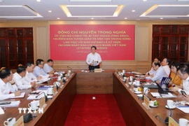 Ông Nguyễn Trọng Nghĩa phát biểu chỉ đạo tại buổi làm việc. (Ảnh: Thành Phương/TTXVN)