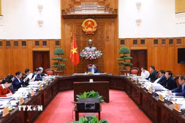 Thủ tướng Phạm Minh Chính, Bí thư Đảng ủy Chính phủ chủ trì họp Đảng bộ Chính phủ về sắp xếp địa giới hành chính. (Ảnh: Dương Giang/TTXVN)