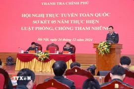 Tổng Thanh tra Chính phủ Đoàn Hồng Phong phát biểu khai mạc. (Ảnh: Văn Điệp/TTXVN)