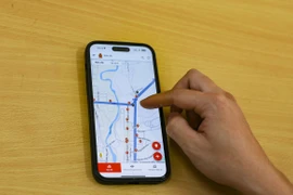 Giao diện ứng dụng bản đồ nguồn nước phục vụ công tác chữa cháy tỉnh Điện Biên trên điện thoại di động. (Ảnh: Xuân Tư/TTXVN)