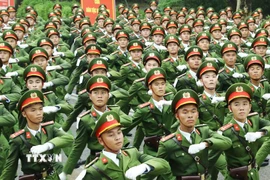 Các khối luyện tập nhiệm vụ A80 của Công an nhân dân sẵn sàng cho Ngày hội lớn của ngành và dân tộc. (Nguồn: TTXVN)