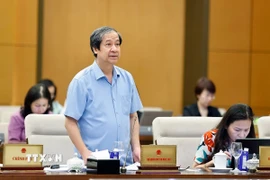 Bộ trưởng Bộ Giáo dục và Đào tạo Nguyễn Kim Sơn phát biểu. (Ảnh: Doãn Tấn/TTXVN)