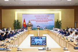 Thủ tướng Phạm Minh Chính chủ trì Phiên họp thứ 24 của Ban Chỉ đạo các công trình, dự án quan trọng quốc gia, trọng điểm ngành giao thông vận tải. (Ảnh: Phạm Tiếp/TTXVN)