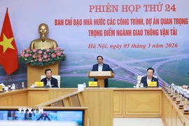 Phiên họp thứ 24 của Ban Chỉ đạo các công trình, dự án quan trọng quốc gia, trọng điểm ngành giao thông vận tải. (Ảnh: Phạm Tiếp/TTXVN)