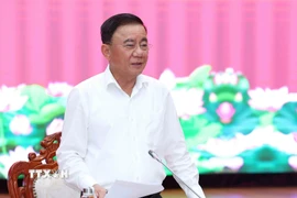 Ông Trần Cẩm Tú, Ủy viên Bộ Chính trị, Thường trực Ban Bí thư, Trưởng đoàn kiểm tra, giám sát phát biểu chỉ đạo. (Ảnh: Phương Hoa/TTXVN)