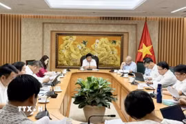 Phó Thủ tướng Nguyễn Chí Dũng họp với các bộ, ngành, địa phương về rà soát, thúc đẩy các dự án FDI của Hàn Quốc đang muốn đầu tư vào các lĩnh vực chiến lược tại Việt Nam. (Ảnh: TTXVN phát)