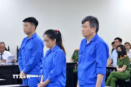 Các bị cáo tại phiên tòa. (Ảnh: Kim Anh/TTXVN)