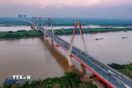 Cầu Nhật Tân. (Ảnh: Phạm Tuấn Anh/TTXVN)