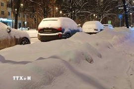 Bão tuyết lịch sử tại Moskva, Nga. (Ảnh: Tâm Hằng/TTXVN)