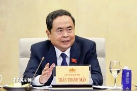 Chủ tịch Quốc hội Trần Thanh Mẫn, Trưởng Ban Tổ chức Diễn đàn về xây dựng pháp luật phát biểu. (Ảnh: Doãn Tấn/TTXVN)