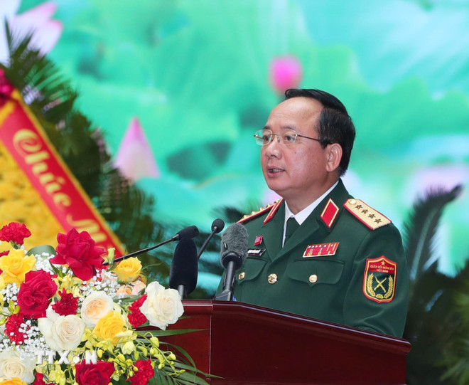 Đại tướng Trịnh Văn Quyết, Chủ nhiệm Tổng cục Chính trị Quân đội nhân dân Việt Nam phát biểu. (Ảnh: Trọng Đức/TTXVN) ttxvn-tong-bi-thu-to-lam-du-dai-hoi-thi-dua-quyet-thang-toan-quan-lan-thu-xi-8294126.jpg