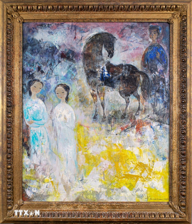 Bức sơn dầu “Property of a lady of title” của họa sỹ Vũ Cao Đàm. (Ảnh: Sloane Street Auctions/TTXVN phát) ttxvn-dau-gia-tranh-cua-hoa-si-vu-cao-dam-tai-london-8004184.jpg