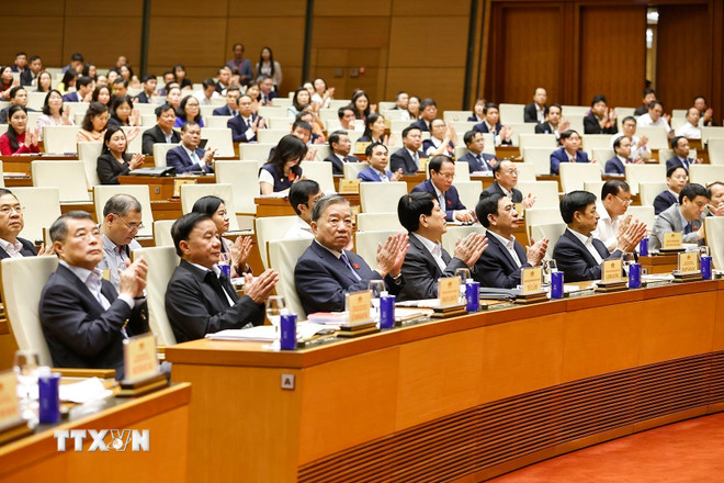 General Secretary To Lam, President Luong Cuong and other Party and State leaders and delegates attended the conference. (Photo: Doan Tan/VNA) ttxvn-hoi-nghi-toan-quoc-trien-khai-cong-tac-bau-cu-dai-bieu-quoc-hoi-khoa-xvi-nhiem-ky-2026-2031-8409136-1.jpg