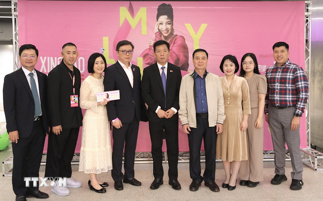 سفیر وو هو و مقامات سفارت ویتنام در این نمایشگاه شرکت کردند. (عکس: Khanh Van/VNA) ttxvn-xin-chao-han-quoc-8334150.jpg