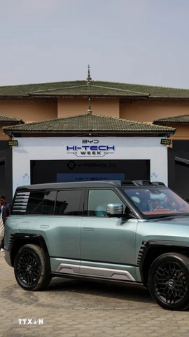 Sản phẩm xe điện của hãng sản xuất ôtô Trung Quốc BYD. (Ảnh: THX/TTXVN)