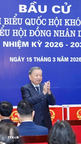 Tổng Bí thư Tô Lâm dự lễ khai mạc và bỏ phiếu bầu cử tại Khu vực bỏ phiếu số 02 phường Ba Đình, thành phố Hà Nội. (Ảnh: Thống Nhất/TTXVN)