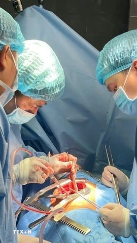 Ca phẫu thuật được các bác sĩ Bệnh viện Quân y 175 thực hiện ngay tại đặc khu Trường Sa. (Ảnh: TTXVN phát)