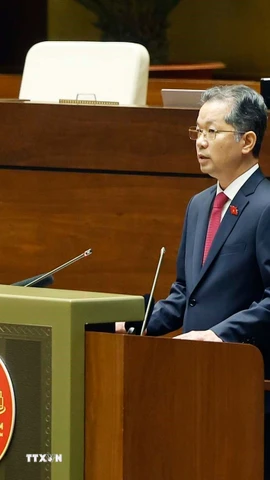 Chánh án Tòa án Nhân dân Tối cao Nguyễn Văn Quảng phát biểu nhậm chức. (Ảnh: Thống Nhất/TTXVN)