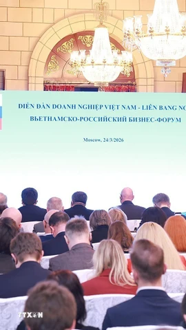 Thủ tướng Phạm Minh Chính phát biểu tại Diễn đàn doanh nghiệp Việt Nam-Liên bang Nga. (Ảnh: Dương Giang/TTXVN)