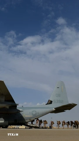 Máy bay vận tải C-130J Super Hercules. (Ảnh: AFP/TTXVN)