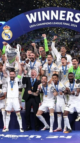 Real Madrid vô địch Champions League lần thứ 15 sau khi đánh bại Borussia Dortmund 2-0 trong trận chung kết ở London, Anh sáng 2/6/2024. (Ảnh: THX/TTXVNN)