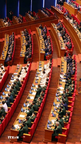 Quang cảnh phiên khai mạc Đại hội XIV của Đảng. (Ảnh: TTXVN)