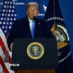 Tổng thống Mỹ Donald Trump phát biểu tại Washington, D.C. (Ảnh: AA/TTXVN phát)