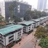 Điểm trông giữ xe thông minh bằng hệ thống giàn thép tại phố Nguyễn Công Hoan, thành phố Hà Nội. (Ảnh: Việt Hùng/Vietnam+)