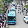 Tổng công ty Vận tải Hà Nội hiện đang là đơn vị chủ lực trong vận tải hành khách công cộng bằng xe buýt tại Thủ đô. (Ảnh: PV/Vietnam+)