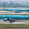 Máy bay của Hãng hàng không Vietnam Airlines tại Sân bay Nội Bài. (Ảnh: PV/Vietnam+)