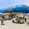Vietnam Airlines đã thực hiện hai chuyến bay đặc biệt vận chuyển lực lượng và hàng hóa hỗ trợ tới Venezuela. (Ảnh: PV/Vietnam+)